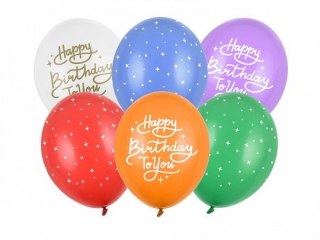 Balon gumowy Partydeco Happy Birthday To You, mix (1 op. / 6 szt.) mix 300mm (SB14P-320-000-6) Partydeco