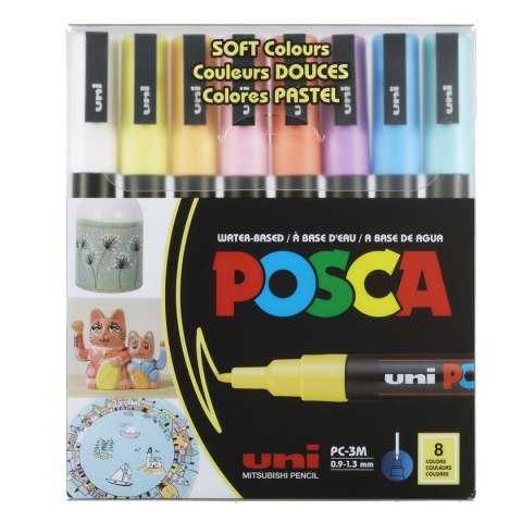 Marker specjalistyczny Posca SOFT COLORS 8 sztuk, mix 0,9-1,3mm okrągła końcówka (177313) Posca