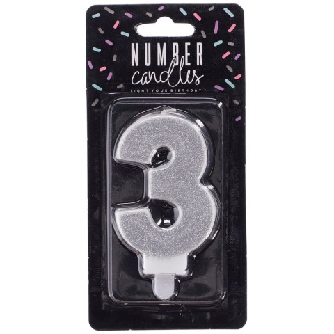 Świeczka urodzinowa Partydeco cyferka 3 srebrny 7 cm 7cm (SCU3-3-0188) Partydeco Świeczka urodzinowa Partydeco cyferka 3 srebrny 7 cm 7cm (SCU3-3-0188) Partydeco