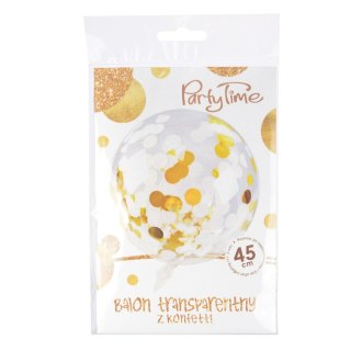 Balon gumowy Arpex Golden party konfetti złote transparentny 450mm (BLF0041ZLO) Arpex