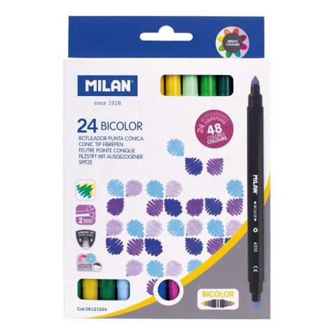 Flamaster Milan bicolor 24 szt 48 kol. (06121024) Milan Flamaster Milan bicolor 24 szt 48 kol. (06121024) Milan