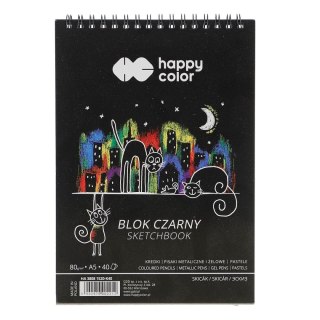 Blok artystyczny Happy Color czarny A5 80g 40k (HA 3808 1520-K40) Happy Color