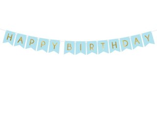 Girlanda Partydeco Baner Happy Birthday, j. niebieski, 15 x 175 cm (GRL57-001J) Partydeco