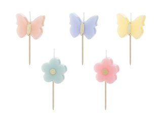 Świeczka urodzinowa Partydeco Motylki, 3.5 cm, mix (SCS-22) Partydeco