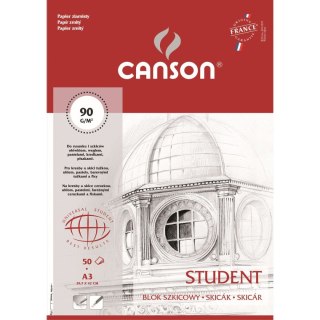 Blok rysunkowy Canson Student klejony A3 biały 90g 50k (100554853) Canson