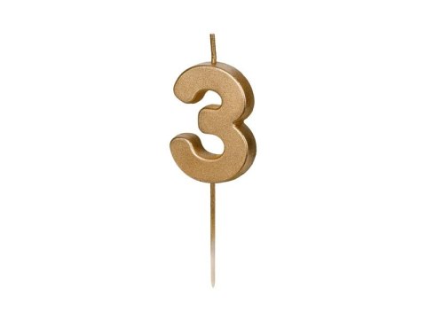 Świeczka urodzinowa Partydeco Cyferka 3, 4.5 cm, złoty (SCU9-3) Partydeco Świeczka urodzinowa Partydeco Cyferka 3, 4.5 cm, złoty (SCU9-3) Partydeco